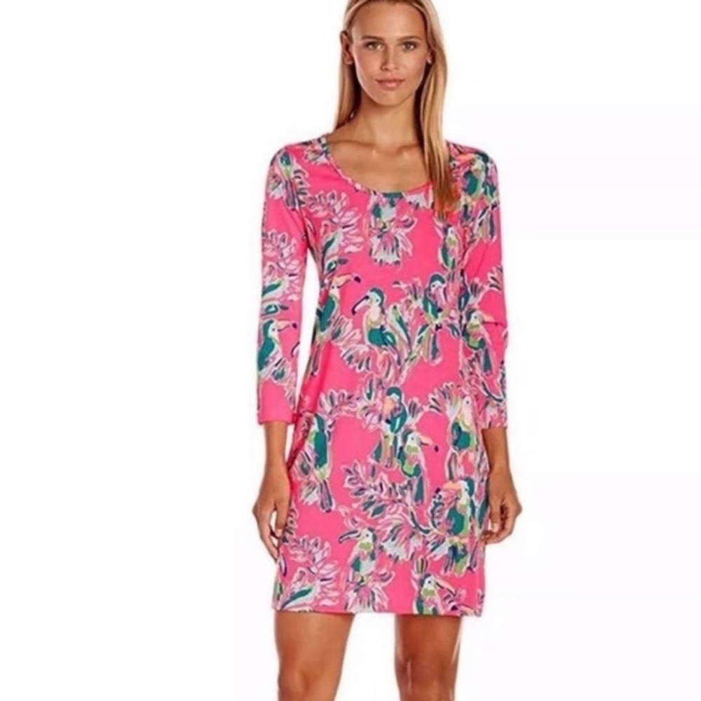 Lilly Pulitzer Pima Cotton Beacon Toucan Can Tropical T-shirt Dress Size XS